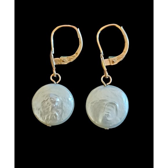 14k Solid Yellow Gold 11.8mm Pearl Coin 1.15